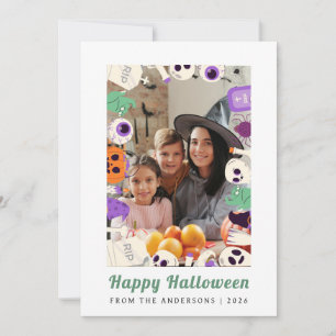 Minimalistisch Modern Spooky Happy Halloween 1 Fot Feestdagenkaart
