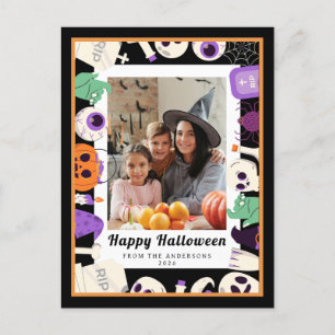 Minimalistisch Modern Spooky Happy Halloween 1 Fot Feestdagenkaart