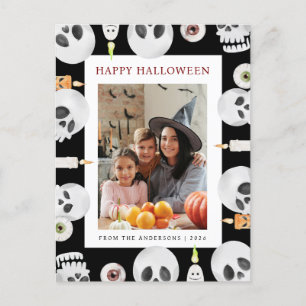 Minimalistisch Modern Spooky Happy Halloween 1 Fot Feestdagenkaart