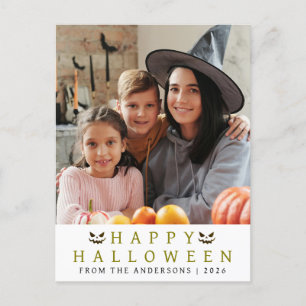 Minimalistisch Modern Spooky Happy Halloween 1 Fot Feestdagenkaart