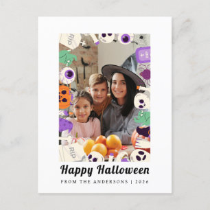 Minimalistisch Modern Spooky Happy Halloween 1 Fot Feestdagenkaart