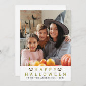 Minimalistisch Modern Spooky Happy Halloween 1 Fot Feestdagenkaart (Voorkant / Achterkant)