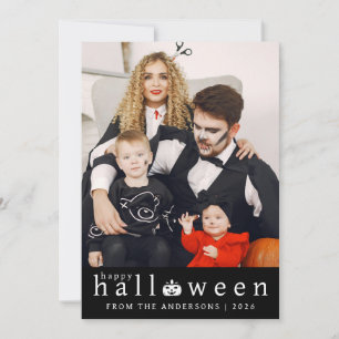 Minimalistisch Modern Spooky Happy Halloween 1 Fot Feestdagenkaart