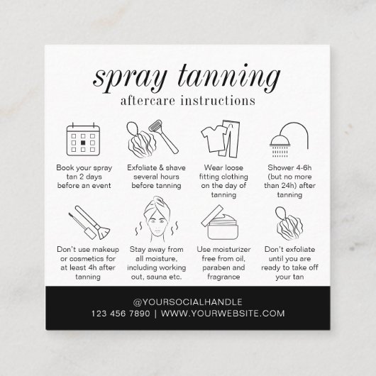 Minimalistisch Modern Spray Tanning Salon Care Kaa Vierkante Visitekaartje (Achterkant)