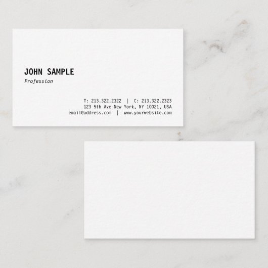 Minimalistisch modern, stijlvol design — witte pla visitekaartje (Voorkant / Achterkant)