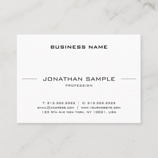 Minimalistisch Modern Stijlvol Slank Graceful Plai Visitekaartje (Voorkant)