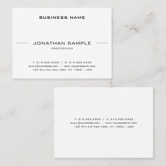 Minimalistisch Modern Stijlvol Slank Graceful Plai Visitekaartje (Voorkant / Achterkant)