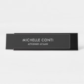 Minimalistisch modern, stijlvol, zwart Professiona Bureau Naambordje (Voorkant)