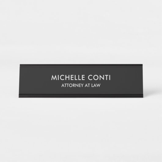 Minimalistisch modern, stijlvol, zwart Professiona Bureau Naambordje (Voorkant)