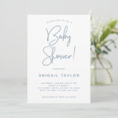 Minimalistisch modern stoffig blauw Baby shower Kaart (Staand voorkant)