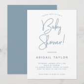 Minimalistisch modern stoffig blauw Baby shower Kaart (Voorkant / Achterkant)