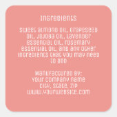 Minimalistisch modern stoffig roos ingrediëntenlab vierkante sticker (Voorkant)