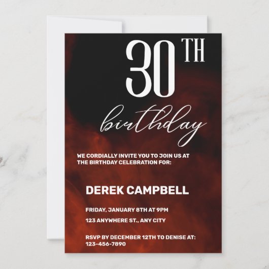 Minimalistisch modern strak 30e verjaardagsfeestje kaart (Voorkant)