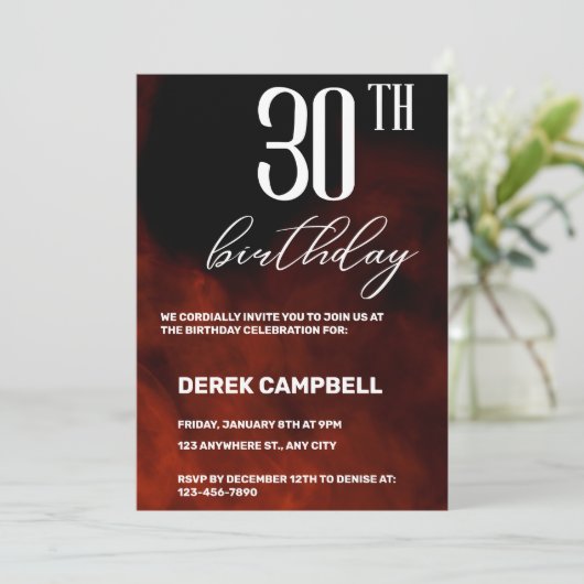 Minimalistisch modern strak 30e verjaardagsfeestje kaart (Staand voorkant)