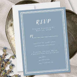 Minimalistisch modern Stusty Blue Wedding RSVP Men