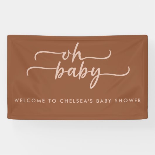 Minimalistisch modern terracotta & beige Baby show Spandoek (Horizontaal)