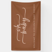 Minimalistisch modern terracotta & beige Baby show Spandoek (Verticaal)