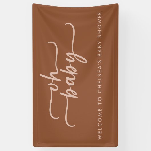Minimalistisch modern terracotta & beige Baby show Spandoek (Verticaal)