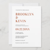 Minimalistisch Modern Terracotta Wedding | QR-code Kaart (Voorkant)