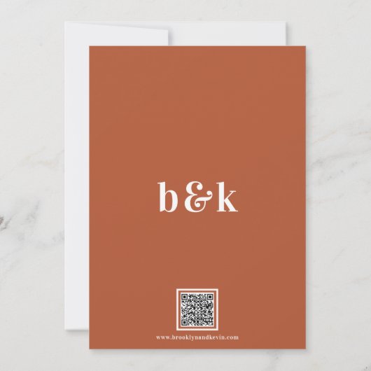 Minimalistisch Modern Terracotta Wedding | QR-code Kaart (Achterkant)