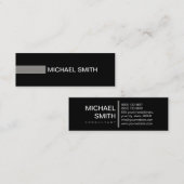 Minimalistisch modern Titanium Elegant Black Mini Visitekaartje (Voorkant / Achterkant)