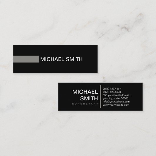 Minimalistisch modern Titanium Elegant Black Mini Visitekaartje (Voorkant / Achterkant)