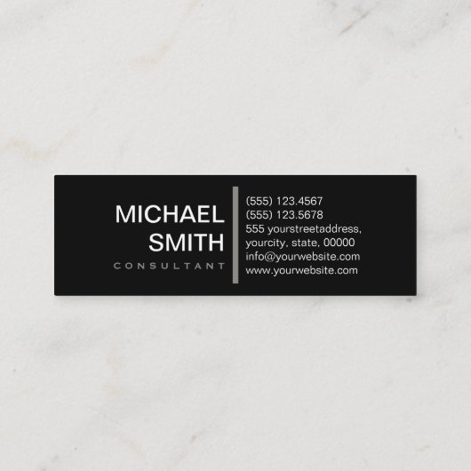 Minimalistisch modern Titanium Elegant Black Mini Visitekaartje (Achterkant)