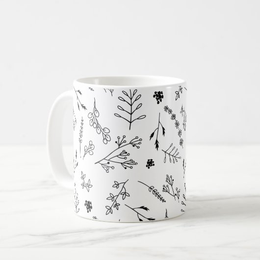 Minimalistisch Modern Trendy Botanical Koffiemok (Voorkant links)