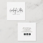 Minimalistisch modern trendy handgeschreven script vierkante visitekaartje (Voorkant / Achterkant)