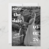 MINIMALISTISCH MODERN TROUWEN ZWART & WIT  SAVE THE DATE (Voorkant)