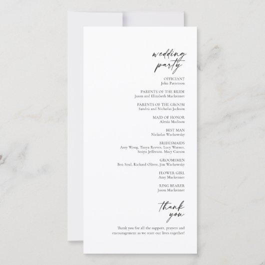 Minimalistisch modern trouwprogramma (Achterkant)