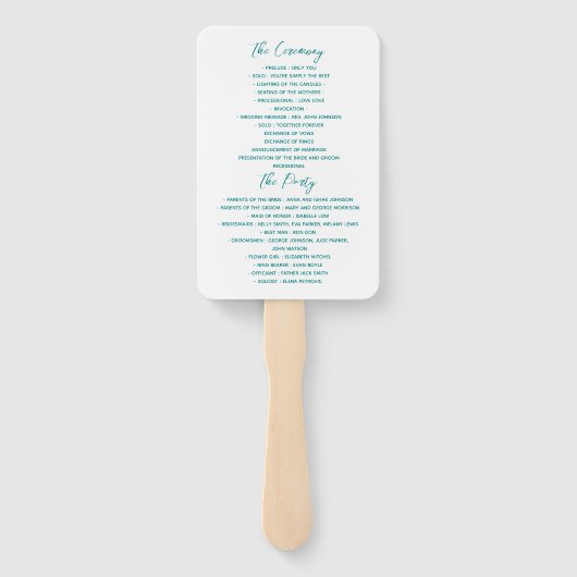 Minimalistisch modern trouwprogramma handwaaier (Achterkant)