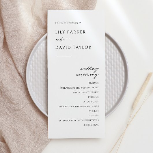 Minimalistisch modern trouwprogramma programmakaart