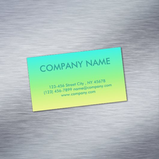 Minimalistisch modern turquoise limoen yellow ombr visitekaartje magneet (Voorbeeld)