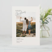 Minimalistisch Modern Twee Foto Merry Christmas Ka Kaart (Staand voorkant)