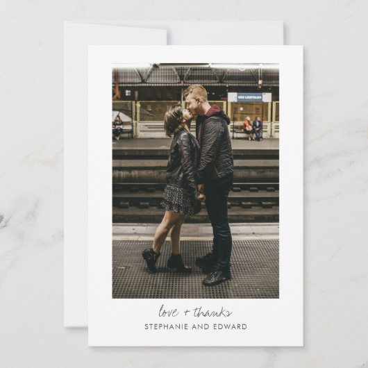 Minimalistisch Modern Typografie Foto Love Bedankkaart (Voorkant)