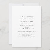 Minimalistisch modern Typografie-fotohuwelijk Save The Date (Achterkant)