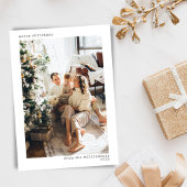 Minimalistisch Modern Typografie Merry Kerstfoto Feestdagenkaart