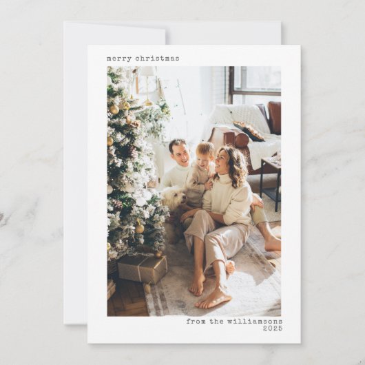 Minimalistisch Modern Typografie Merry Kerstfoto Feestdagenkaart (Voorkant)