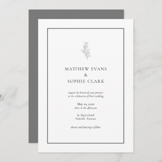 Minimalistisch Modern Typography Wedding Kaart (Voorkant / Achterkant)
