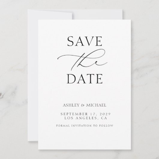 Minimalistisch Modern Typography Wedding Save The Date (Voorkant)