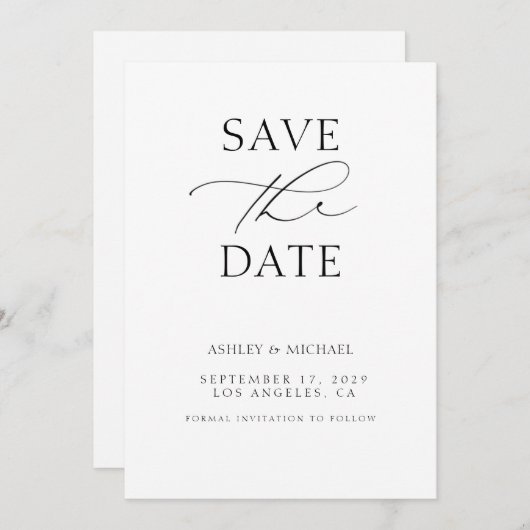 Minimalistisch Modern Typography Wedding Save The Date (Voorkant / Achterkant)