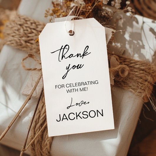 Minimalistisch modern verjaardagsfeest bedankt cadeaulabel