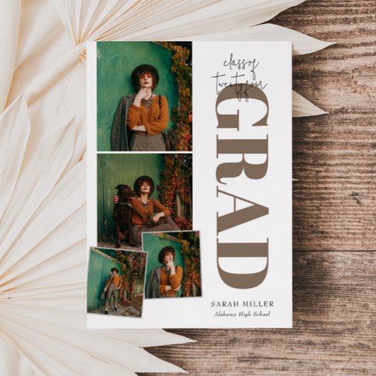 Minimalistisch modern verticaal 5 foto Afstuderen Kaart