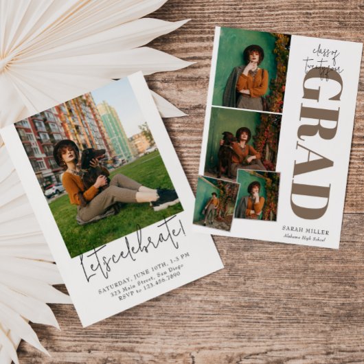 Minimalistisch modern verticaal 5 foto Afstuderen Kaart