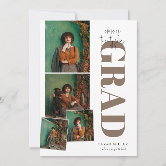 Minimalistisch modern verticaal 5 foto Afstuderen Kaart (Voorkant)