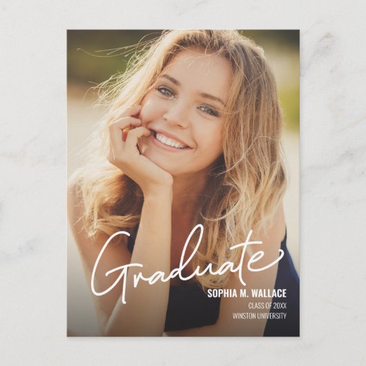Minimalistisch modern verticaal foto Afstuderen Aankondigingskaart (Voorkant)