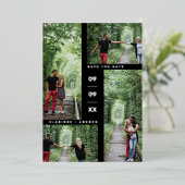 Minimalistisch modern vier foto's als collage brui folie uitnodiging (Staand Voorkant)