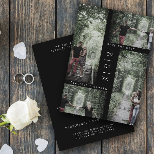 Minimalistisch modern vier foto's als collage brui save the date