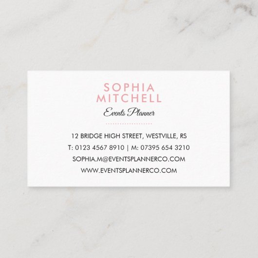 Minimalistisch modern visitekaartje (Achterkant)